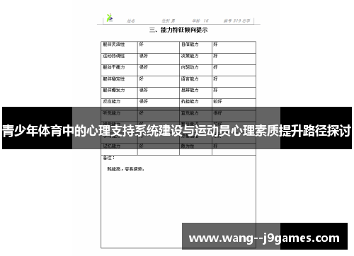 青少年体育中的心理支持系统建设与运动员心理素质提升路径探讨